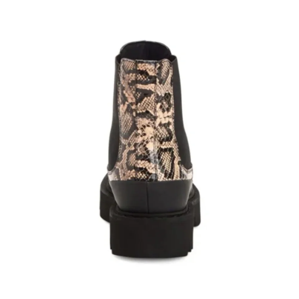 NEW Aquatalia Holly Lug Sole Waterproof Python Embossed Leather Chelsea Boots 7